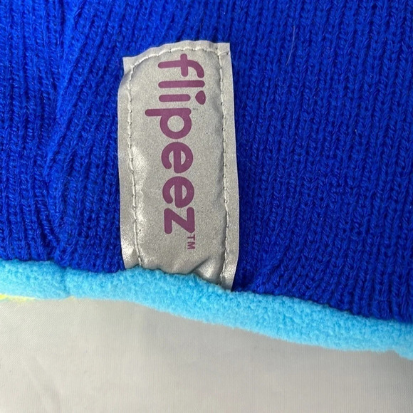 FLIPEEZ Kids Ear Flapper Winter Toque Blue Knit Fleece Lined Reflective Logo - Picture 5 of 10